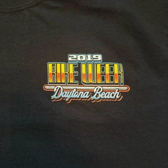 Daytona Beach Bike Week 2019 78th Black Graphic T Shirt Palm Trees Boardwalk - Picture 4 of 6